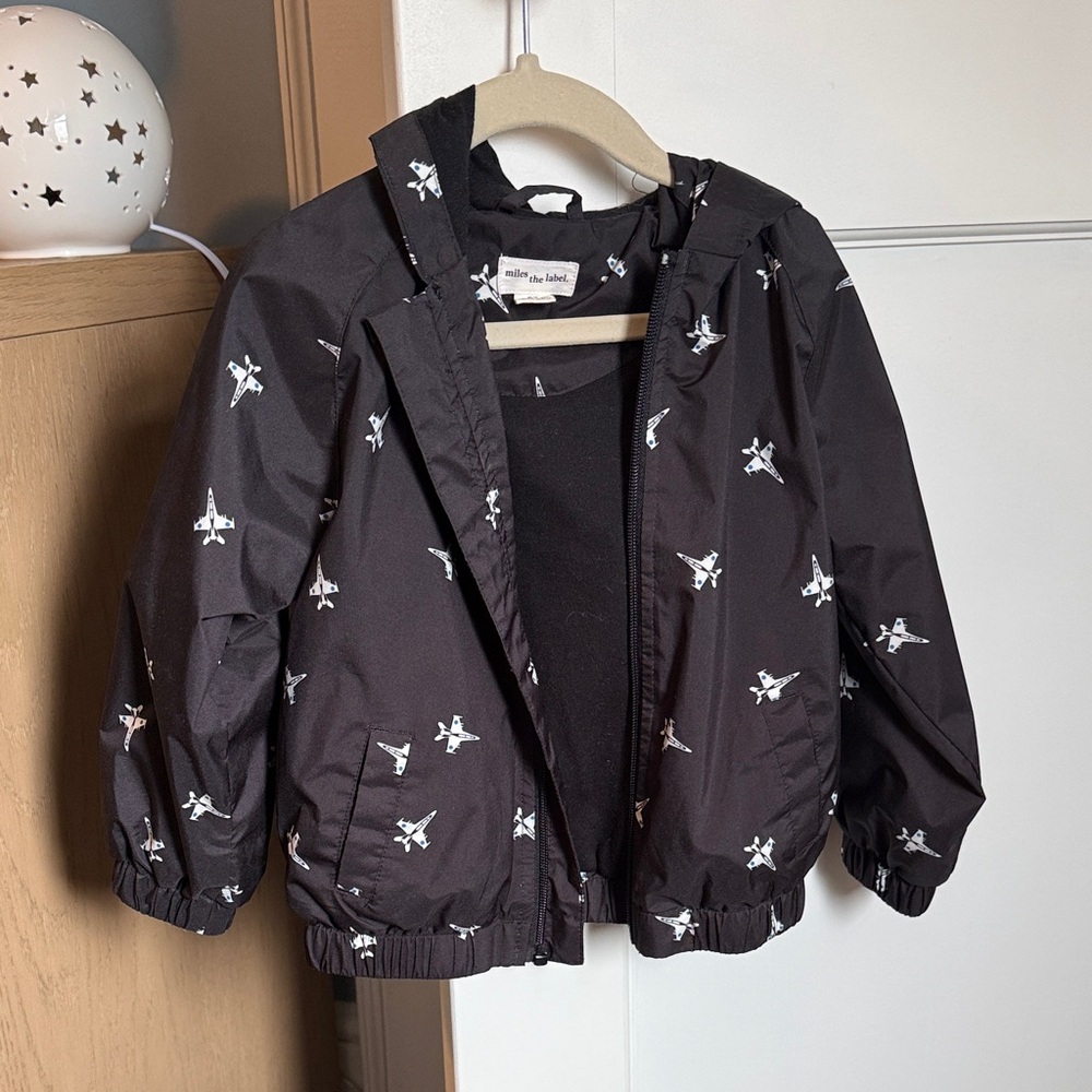 Miles the Label Airplane Print Waterproof Hooded Windbreaker